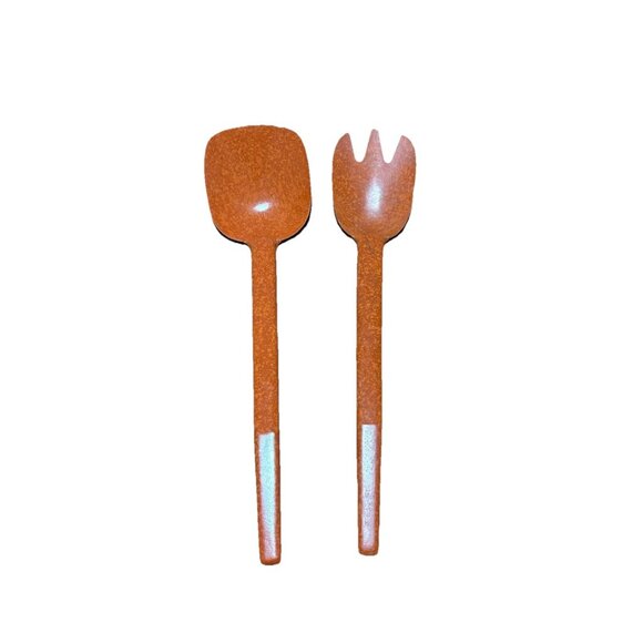 FLINTWOOD Other - Vintage FLINTWOOD ORANGE SALAD SERVING SET / SPOON AND FORK